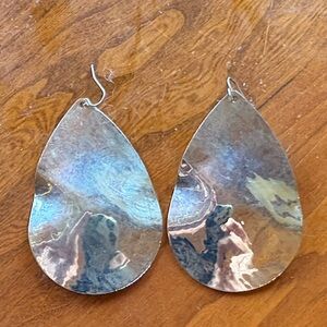 Silver Teardrop Earrings 3 x 2 inches
